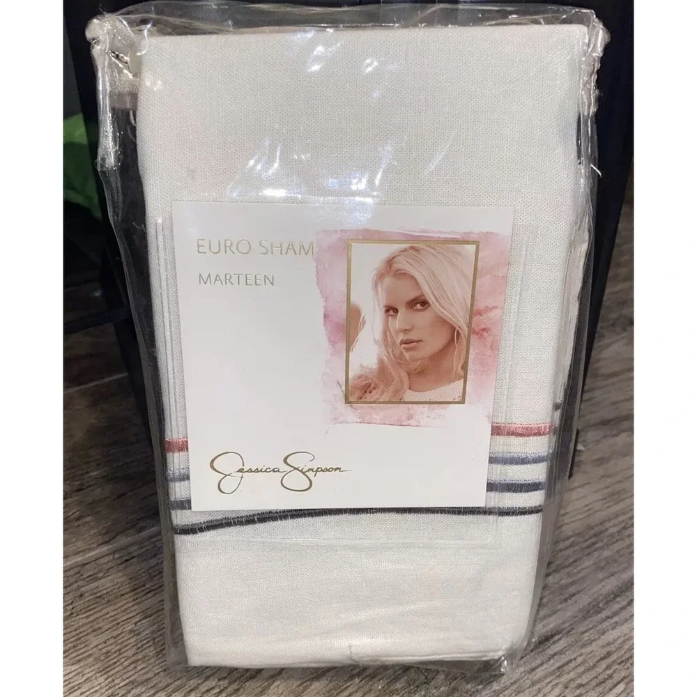 New Jessica Simpson‎ Marteen Euro sham linen blend Blush Pink, Gray, Cream 26
